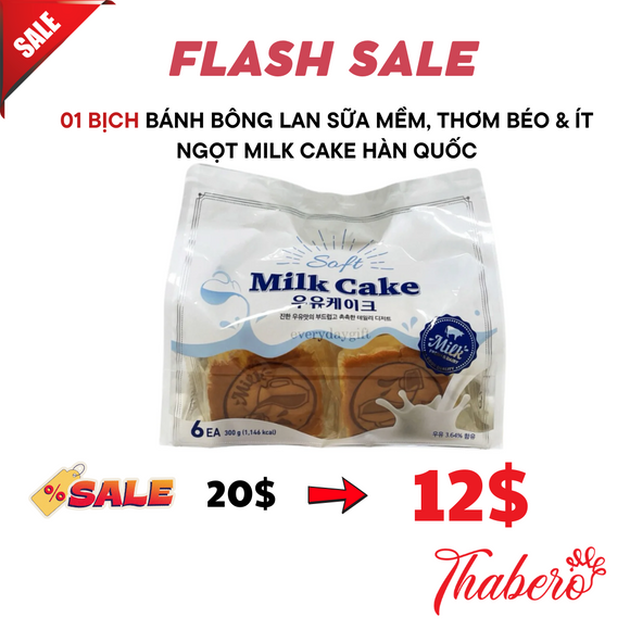 Bánh Bông Lan Sữa Mềm, Thơm Béo & Ít Ngọt Milk Cake Hàn Quốc - HSD 2025/01/21