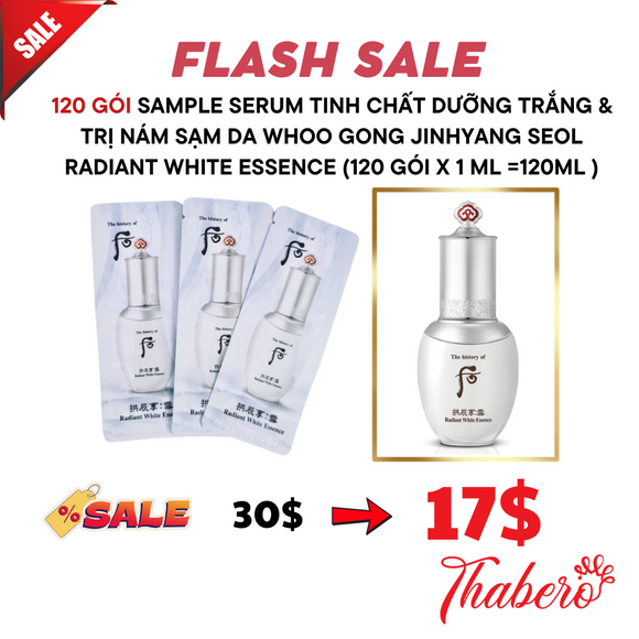 Sample serum tinh chất dưỡng trắng & trị nám sạm da Whoo Gong Jinhyang Seol Radiant White Essence (120 gói x 1 ml =120ml )  Thương hiệu: The History of Whoo