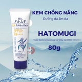 Kem Chống Nắng Hatomugi Dưỡng Ẩm & Làm Sáng Da The UV Milky Gel UV Care & Moisturizing SPF50+ PA++++