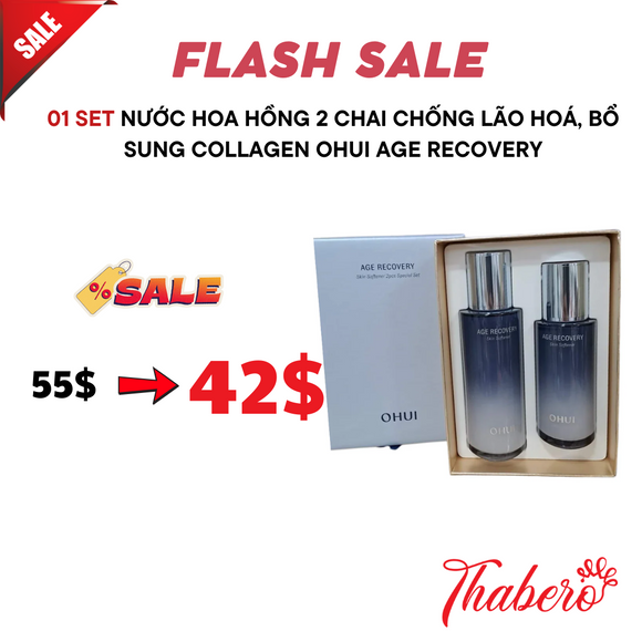 Set nước hoa hồng 2 chai  chống lão hoá, bổ sung collagen OHUI Age Recovery