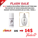 Sample Sữa dưỡng trắng da mờ thâm sạm  The History of Whoo Gongjinhyang Seol Radiant White Elmusion (30 lọ x 5ml =150ml )