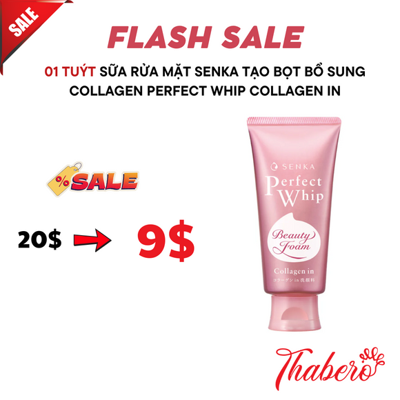 Sữa Rửa Mặt Senka Tạo Bọt Bổ Sung Collagen Perfect Whip Collagen In