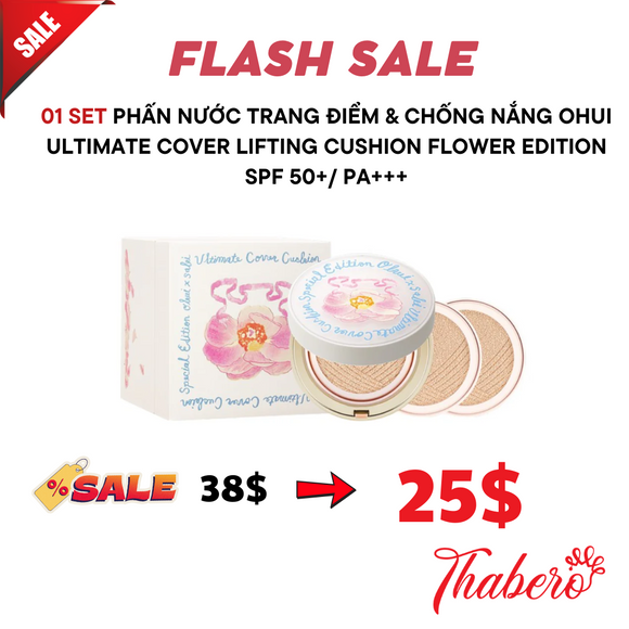 Set Phấn Nước Trang điểm & Chống nắng Ohui Ultimate Cover Lifting Cushion Flower Edition SPF 50+/ PA+++