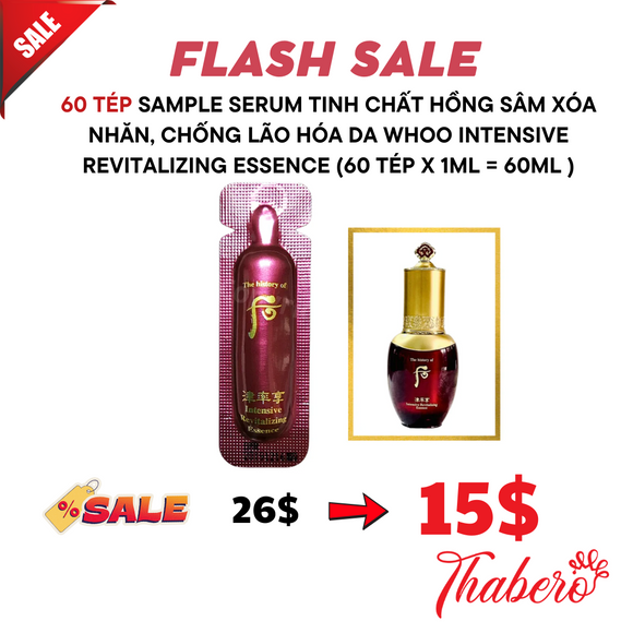 Sample serum Tinh Chất hồng sâm Xóa Nhăn, Chống Lão Hóa Da  Whoo  Intensive Revitalizing Essence (60 tép x 1ml = 60ml )