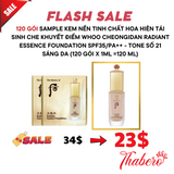 Sample Kem Nền tinh chất hoa hiên tái sinh Che Khuyết Điểm Whoo Cheongidan Radiant Essence Foundation SPF35/PA++ - Tone số 21 sáng da (120 gói x 1ml =120 ml)