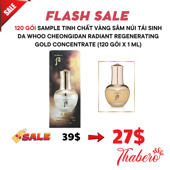 Sample Tinh chất vàng sâm núi tái sinh da Whoo Cheongidan Radiant Regenerating Gold Concentrate (120 gói x 1 ml)