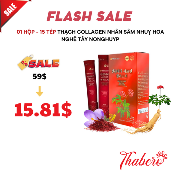 Thạch Collagen nhân sâm nhuỵ hoa nghệ tây Nonghuyp ginseng berry saffron jelly stick- 15 tép