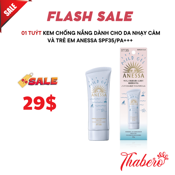 Kem Chống Nắng Dạng Gel Dành Cho Da khô Nhạy Cảm Và Trẻ Em Anessa Mineral UV Sunscreen Mild Gel SPF35/PA+++