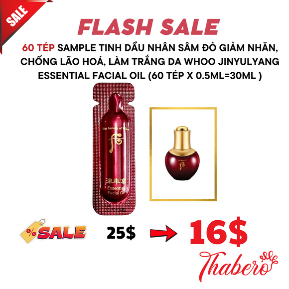 Sample Tinh dầu nhân sâm đỏ  giảm nhăn, chống lão hoá, làm trắng da Whoo Jinyulyang Essential Facial oil - whoo đỏ  (60 tép x 0.5ml=30ml )