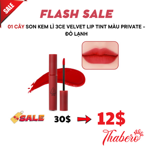 Son kem lì 3CE Velvet Lip Tint màu Private - Đỏ lạnh