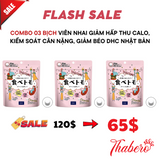 Combo 03 bịch Viên nhai sửa chua  giảm hấp thu calo, giảm hấp thu đường và chất béo giúp kiểm soát cân nặng, giảm béo DHC Nhật Bản