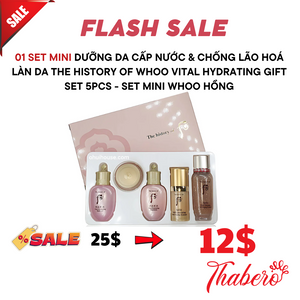 Bộ dưỡng da cấp nước  & chống lão hoá làn da The History of Whoo Vital Hydrating Gift Set 5pcs - Set mini whoo hồng