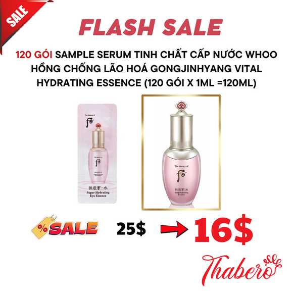 Sample serum Tinh Chất Cấp Nước Whoo Hồng chống lão hoá Gongjinhyang Vital Hydrating Essence (120 gói x 1ml =120ml)