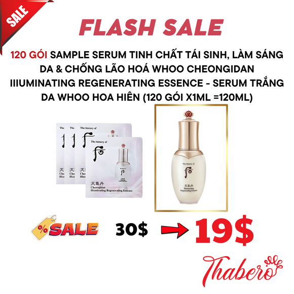 Sample serum tinh chất tái sinh, làm sáng da & chống lão hoá Whoo Cheongidan IIIuminating Regenerating Essence - Serum trắng da  whoo hoa hiên (120 gói x1ml =120ml)