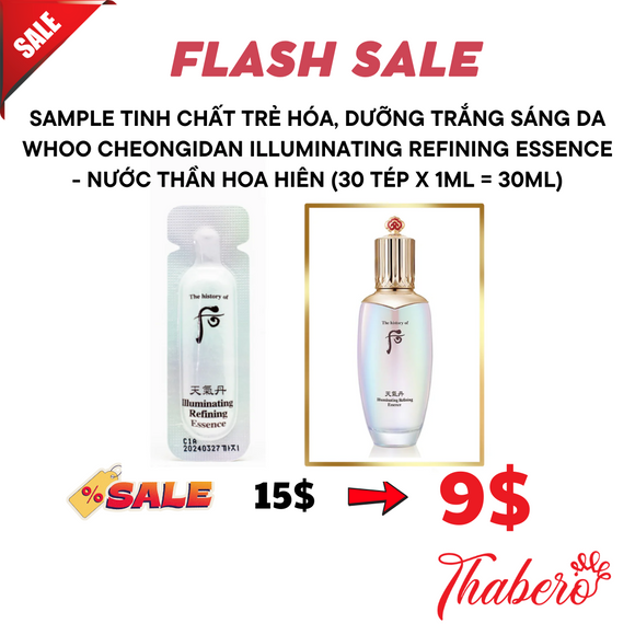 Sample Tinh Chất Trẻ Hóa, Dưỡng Trắng Sáng Da Whoo Cheongidan Illuminating Refining Essence - nước thần hoa hiên (30 tép x 1ml = 30ml)