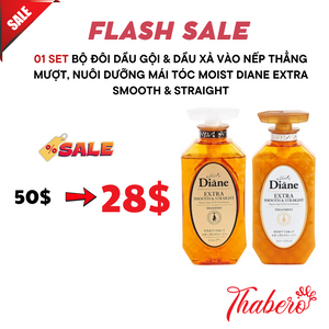 Bộ Đôi Dầu Gội & Dầu Xả Vào Nếp Thẳng Mượt, Nuôi Dưỡng Mái Tóc Moist Diane Extra Smooth &amp; Straight