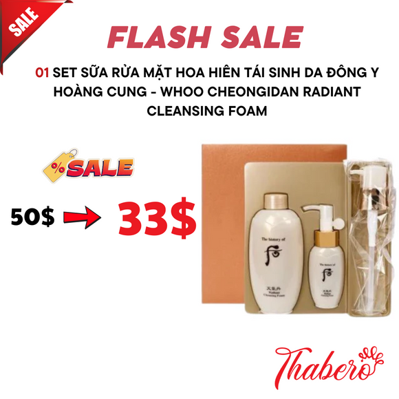 Set sữa rửa mặt hoa hiên tái sinh da Đông Y Hoàng Cung - Whoo Cheongidan Radiant Cleansing Foam