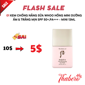 Kem Chống Nắng Sữa Whoo Hồng MiNi Dưỡng Ẩm & Trắng Mịn SPF 50+,PA+++ - Mini 13ml