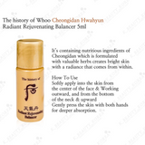 Sample Cặp Nước Hoa Hồng và Sữa Dưỡng Tái Sinh The History of Whoo Radiant Rejuvenating Emulsion/Balancer (5ml x 60 lọ = 300ml)