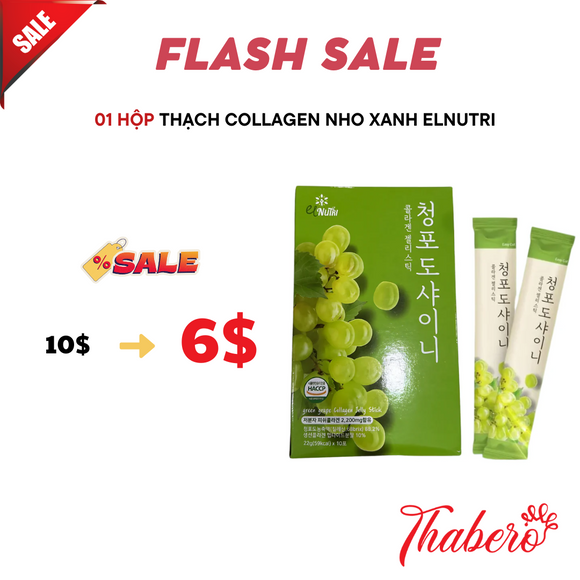 Thạch collagen nho xanh Elnutri Hàn Quốc - Hộp 10 tép