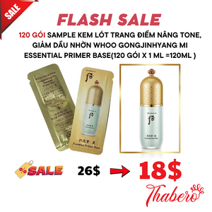 Sample Kem Lót Trang Điểm nâng tone, giảm dầu nhờn Whoo Gongjinhyang Mi Essential Primer Base(120 gói x 1 ml =120ml )